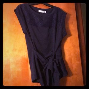 New York and Company Tie Front Lacy Shirt